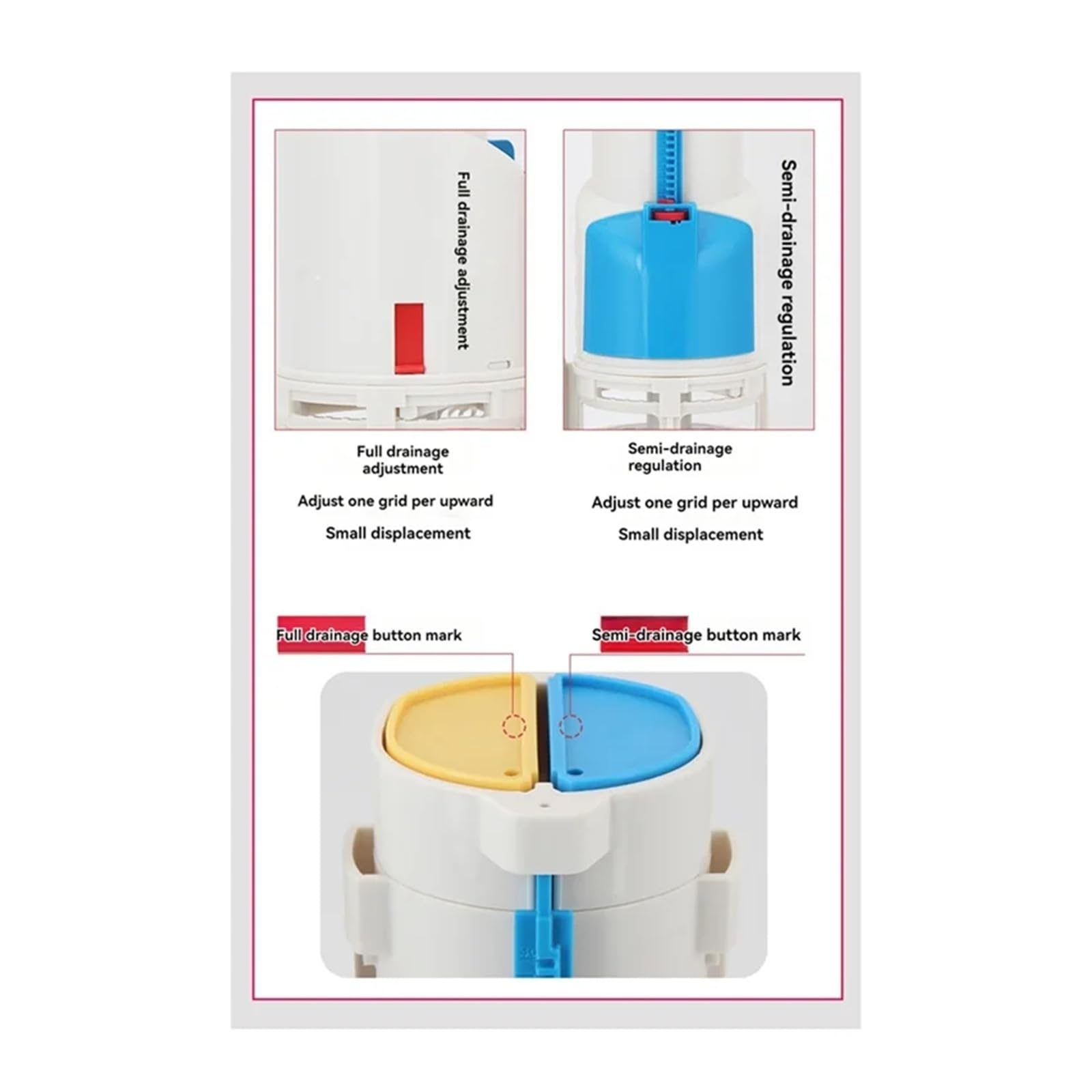 Fluxómetro manual para inodoro Válvula De Drenaje Entrada For Cisterna Inodoro Dos Botones Dividida, Accesorios Tanque Agua Llenado Doble Descarga