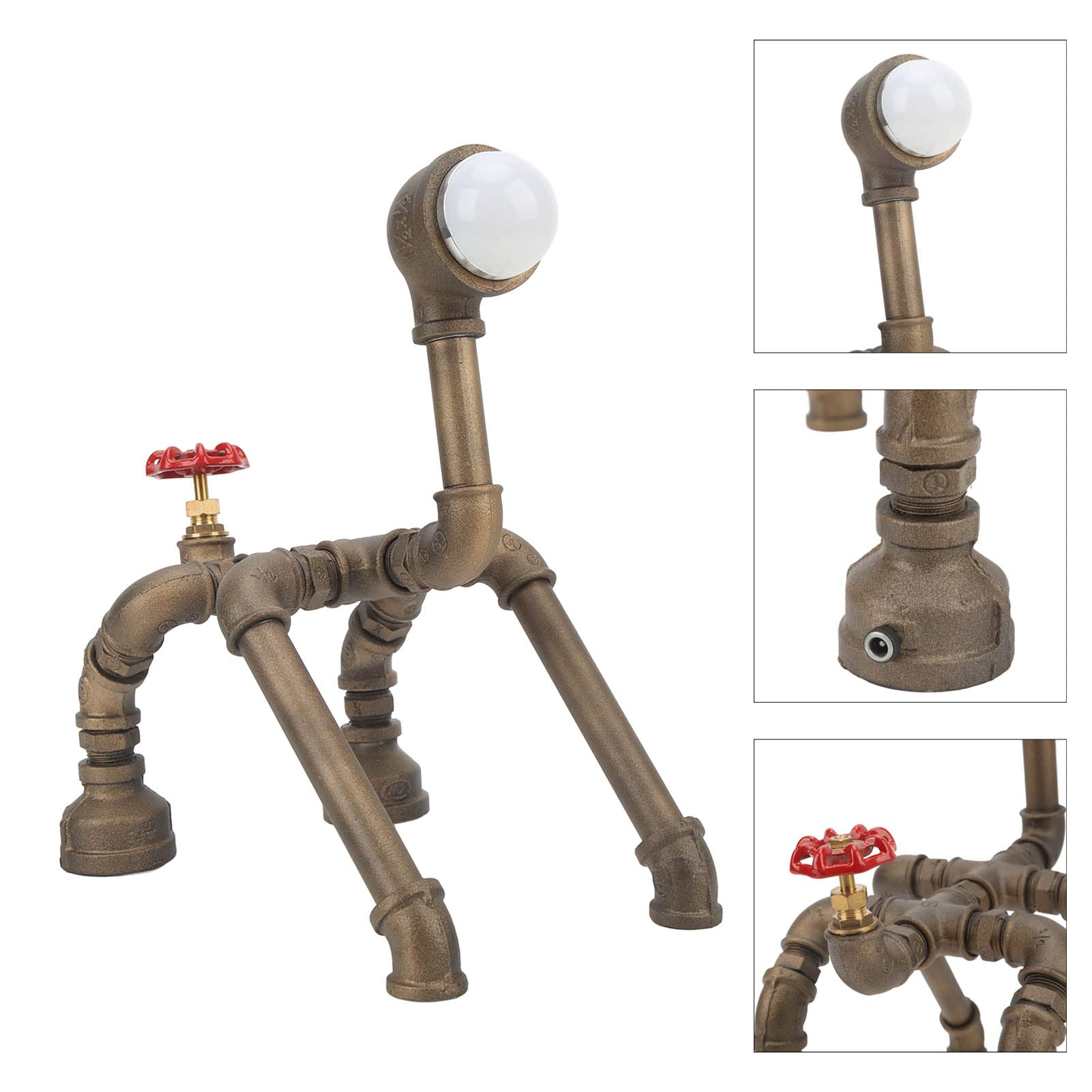 YWBL-WH Lampada Steampunk Tavolo Industriale Ferro LED Luce da Scrivania