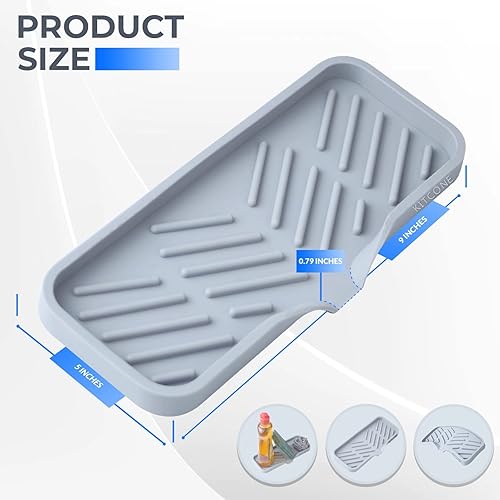 Miniatura 2 de Jabonera de baño de silicona con boquilla de drenaje  Organizador de fregadero para baño y cocina, bandeja de jabón para platos, fregador, mostrador