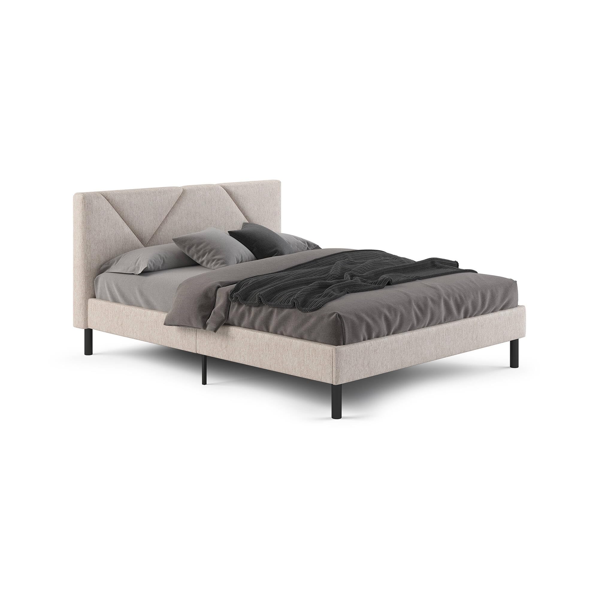 Dmora - Letto piazza e mezza Zeffirio, Sommier per camera da letto, Giroletto per stanza, Struttura porta materasso, Adatto a materasso Cm 120x190, Beige