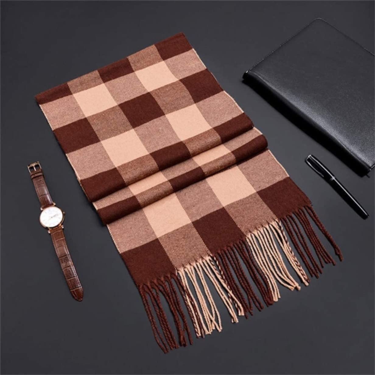 Sciarpa Sciarpa Invernale Scialli Morbidi Sciarpe Plaid Check Con Frangia Calda Unisex Uomo Scialle