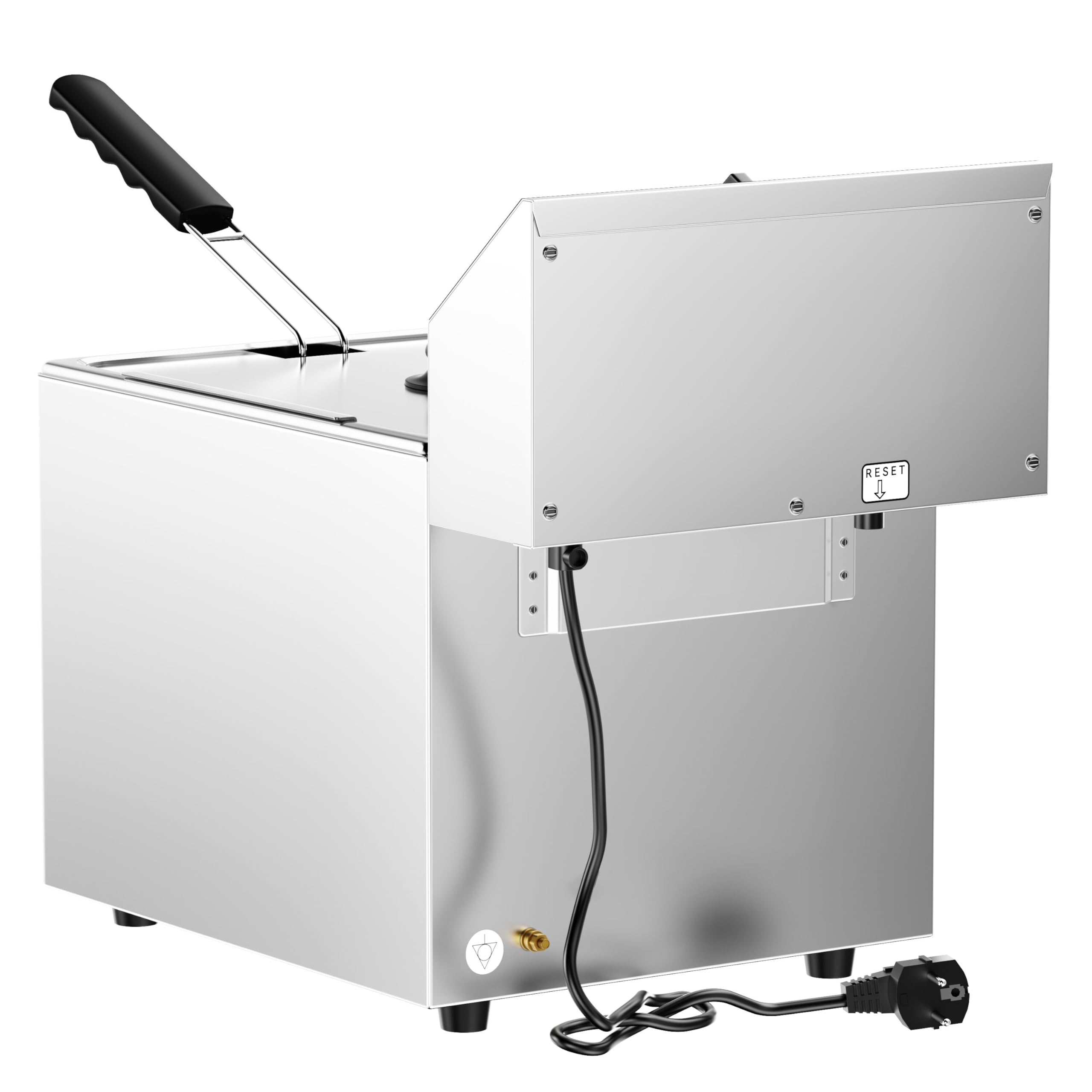 GGM Gastro Elektro-Fritteuse 12L 3,25kW mit Ablasshahn | Robuste Edelstahlkonstruktion, zeitsparende Reinigung, einfaches Öl-Management, sofort betriebsbereit, sicher im Betrieb