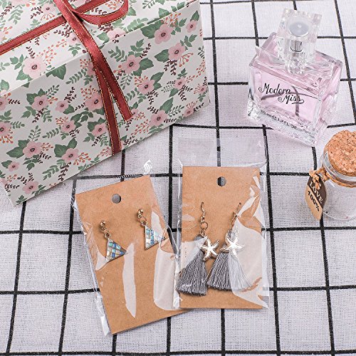 Whaline 200 Set Earring Display Card With 200 Pcs Self-Seal Bags, Earring Card Holder Blank Kraft Paper Tags For Diy Ear Studs, Earrings And Jewelry Display (Brown) #TOP4