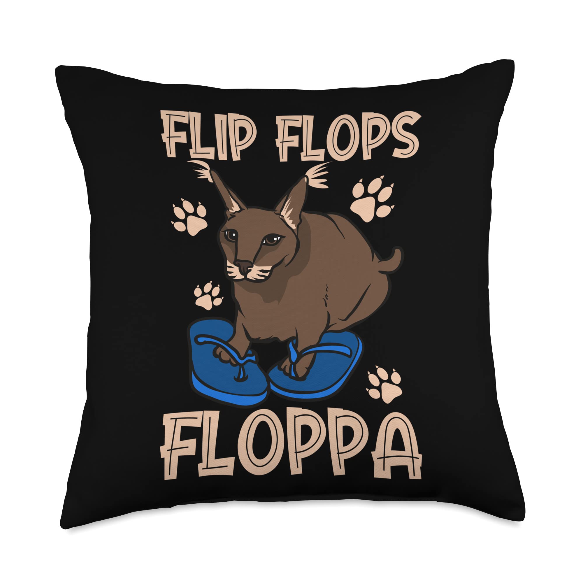Big Floppa Caracal Cat Meme Flip Flop Floppa Throw Pillow