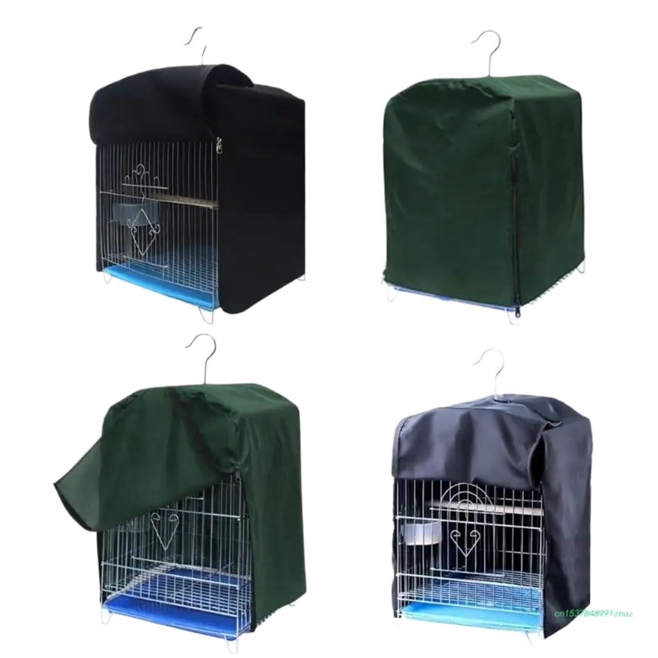 Zovloer Birdcage Covers 3pcs Bird Cage Shade Cover Blackout Shields Birdcage Light Covers For Parakeets Lovebirds Budgies Finches Square For Parrot Parakeet Small Animal Sleeping(Green)