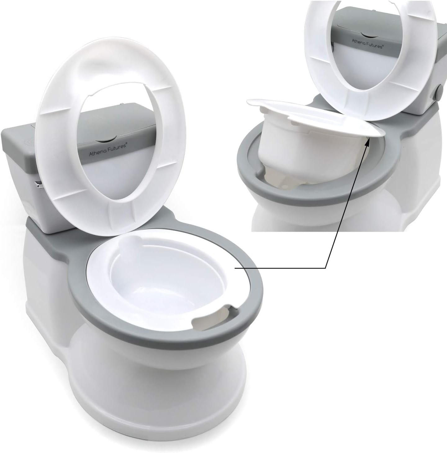 HTTMT- Gray Training Toilet Seat Chair For Baby Toddler Kid Boys kids & Girls with Life-Like Flushing Sounds (Side Push Flushing) [P/N: ET-BABY006-GRAY] : Baby