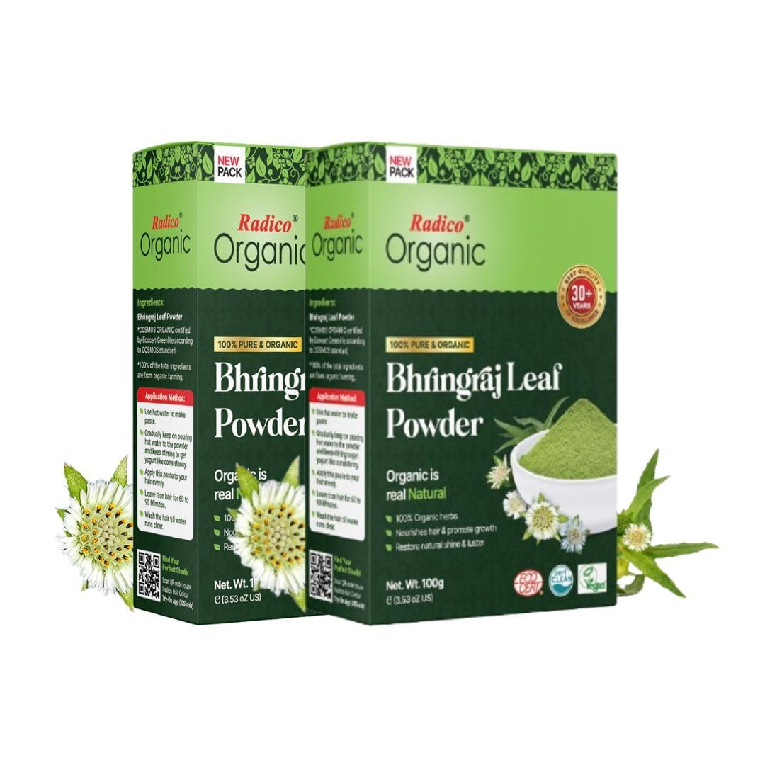 Radico Organic Bhringraj Hair Treatment Powder - 100% Organic, 100% Natural Herbs For Soft, Shiny & Healthy Hair, Repair & Nourish Damaged Hair, Prevents Dandruff & Hair Thinning-100g pack of 2-picture-17