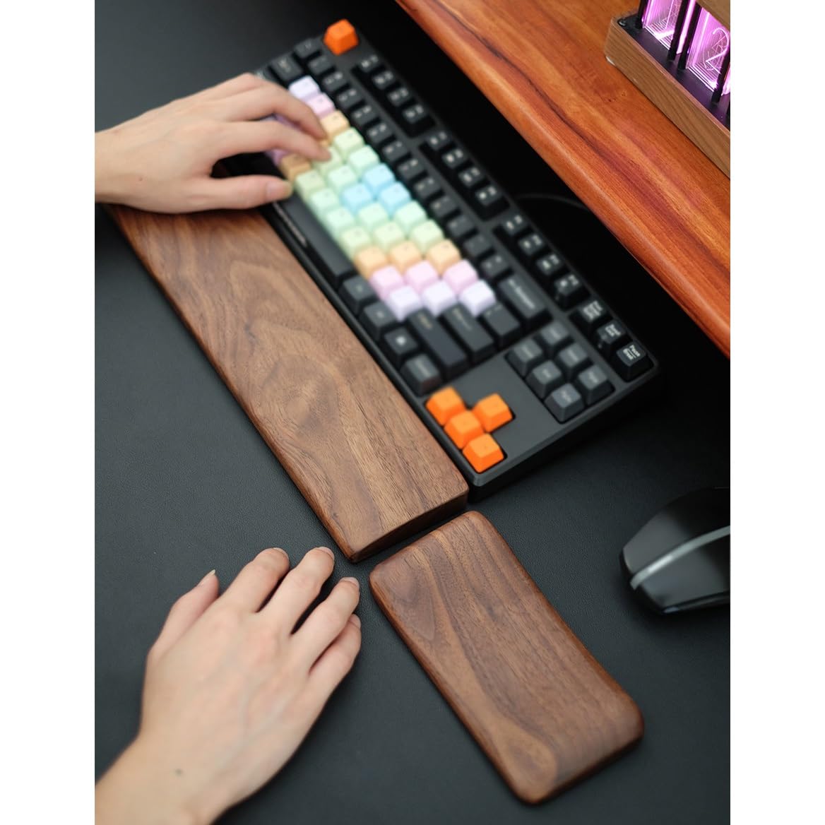 Wrist Rest Holz-Tastatur-Handballenauflage, Tastatur 61/87/108 Tasten-Handgelenkauflage, Maus-Handgelenkauflage, geeignet for Computer, Zuhause und Büro Handballenauflage(B)
