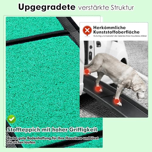 Maximale Länge 180cm Große Hunderampe Auto, Klappbare Hunde-Rampe mit Anti-Rutsch-Oberfläche, Hunderampe Auto Klappbar für SUV, LKW & Outdoor Treppen, Hundetreppe Auto für 100kg Große Hunde SUV & LKW