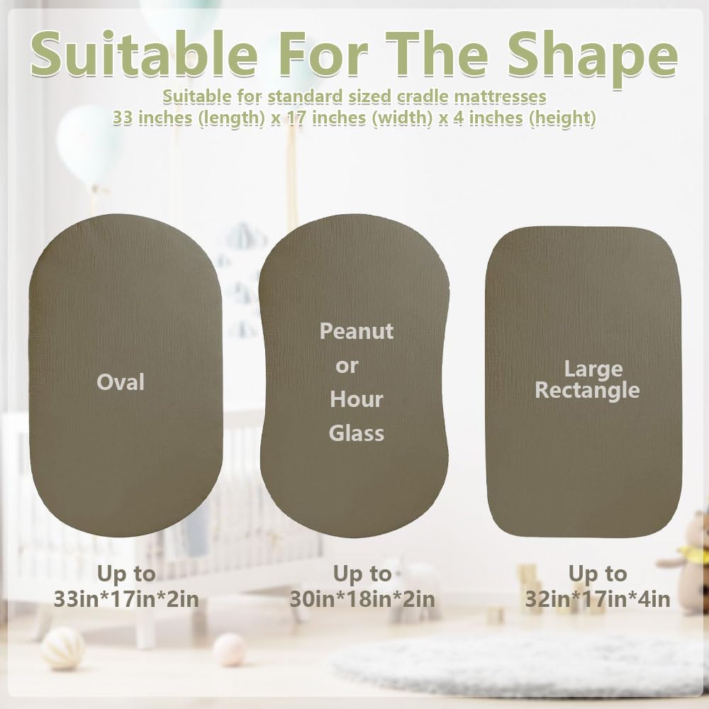 2 Pièces Drap Cododo pour Bébé Housse 40x80, 100% Coton Drap Nacelle, Couffin, Berceau, Garçon et Fille (Abricot/Vert Olive)