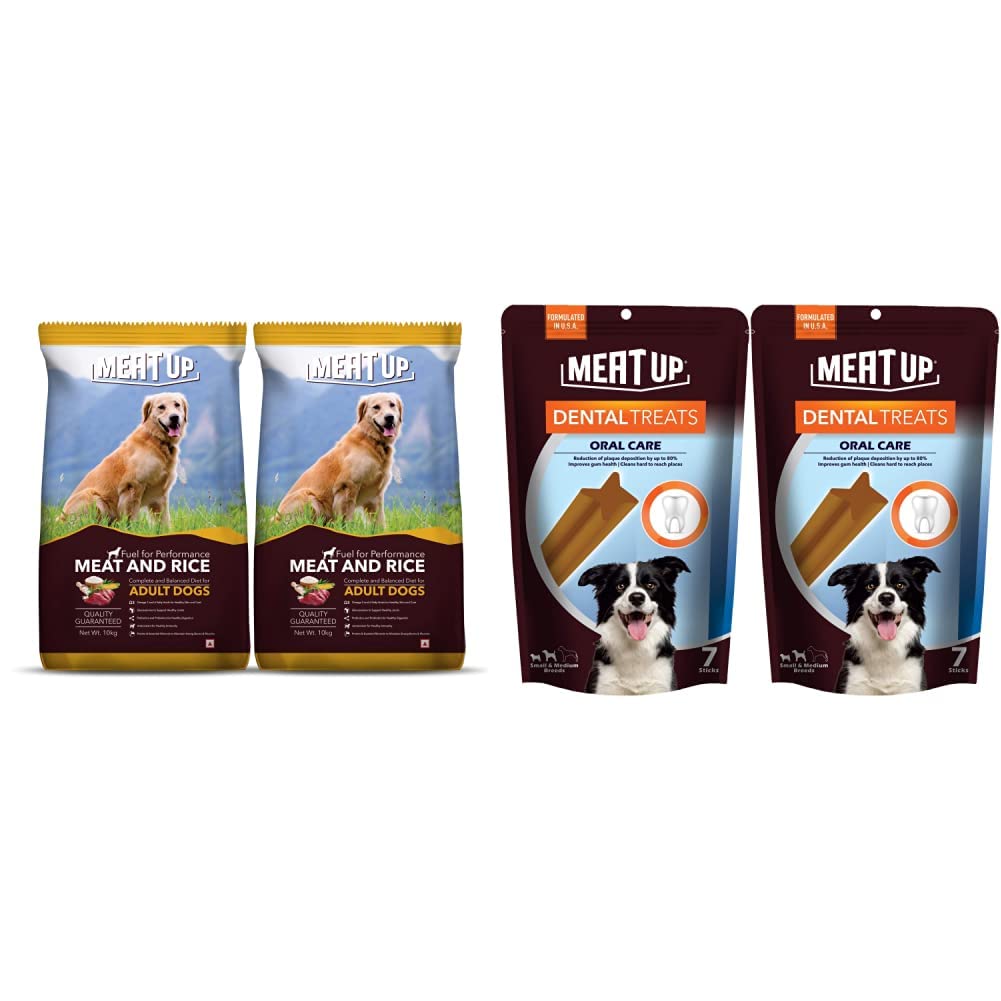 Meat Up Meat and Rice Adult Dry Dog Food, 10kg (Buy 1 Get 1 Free)&Meat Up Dental Treats, Oral Care Dog Treats- 7 Sticks, 165g (Buy 1 Get 1 Free) (B0BP5GXG25) Amazon Price History, Amazon Price Tracker