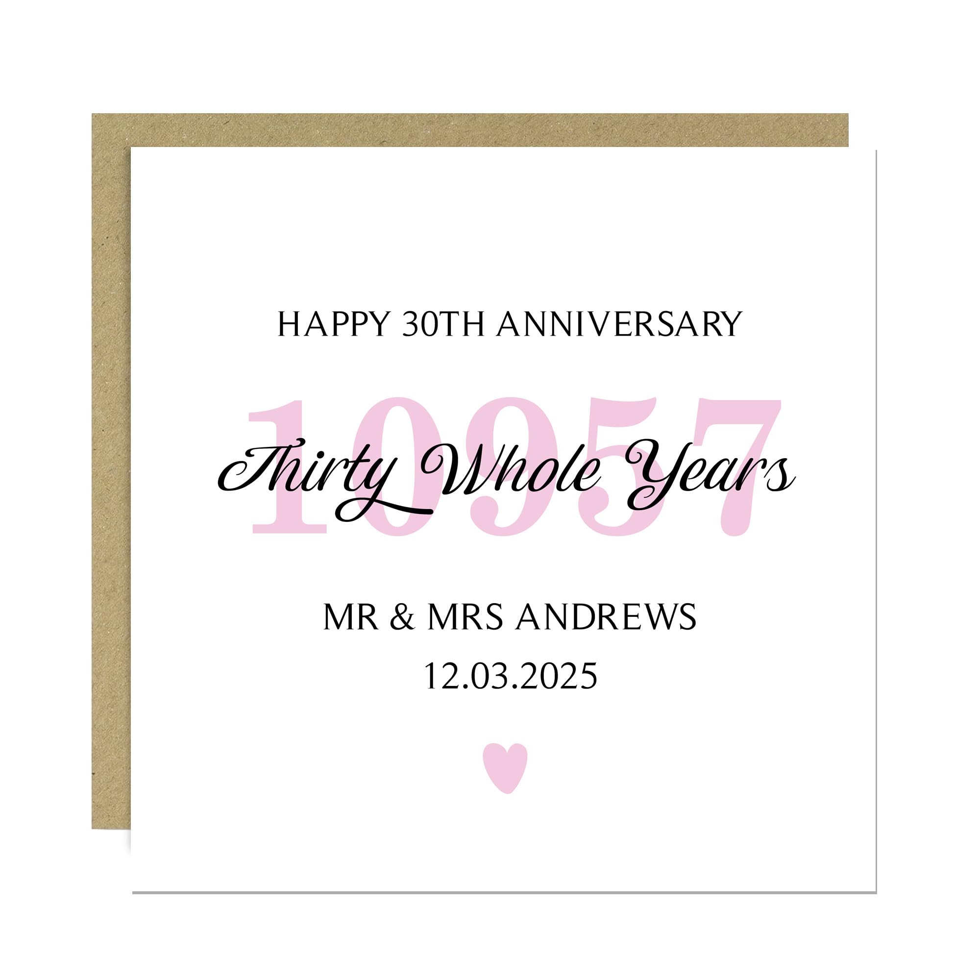 RED OCEAN Personalised 30th Wedding Anniversary Card For Husband Wife With Envelope Included Romantic Cards For Him Her 30th Anniversary Celebration Card 30 Whole Years