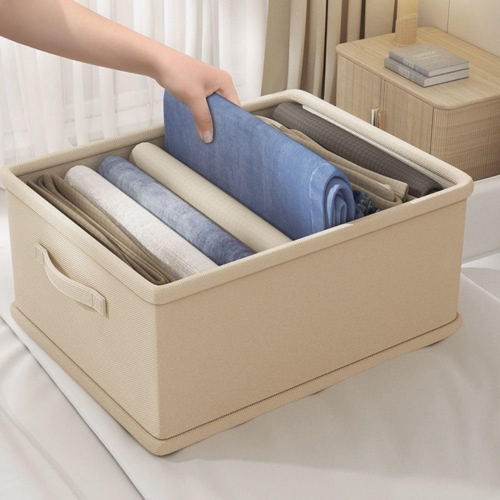 Generic 9Grids Foldable Closet Organizers, Washable Compartment Storage Bins, Jeans Drawer Organizers for Clothing, Fabric Organizer Clothes Storage Box for Clothes, Socks, Underwear (beige)