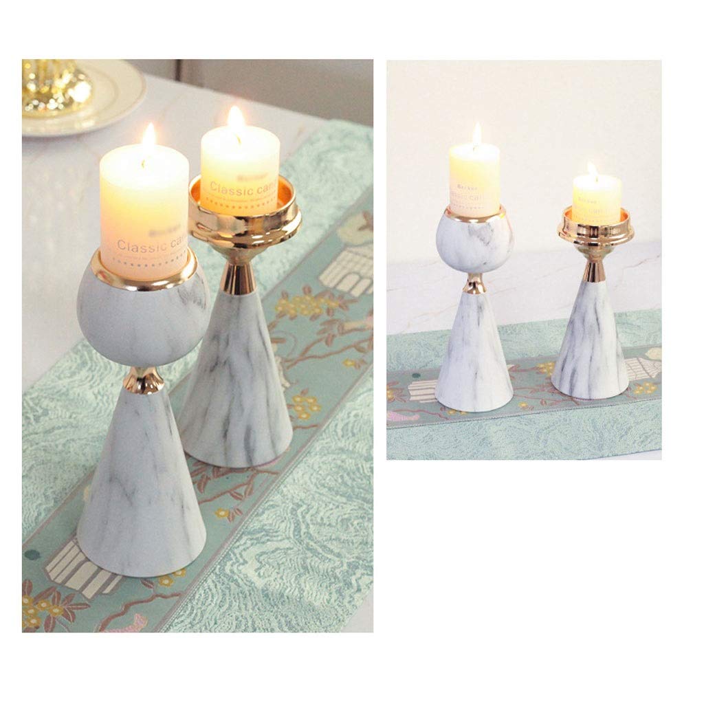 Kerzenhalter Kerzenständer Nordic Metall Eisen Kerzenhalter Imitation Marmor Kerzenständer Luxus Hochzeit Mittelstücke Wohnzimmer Ornamente Geschenk (Color : A)