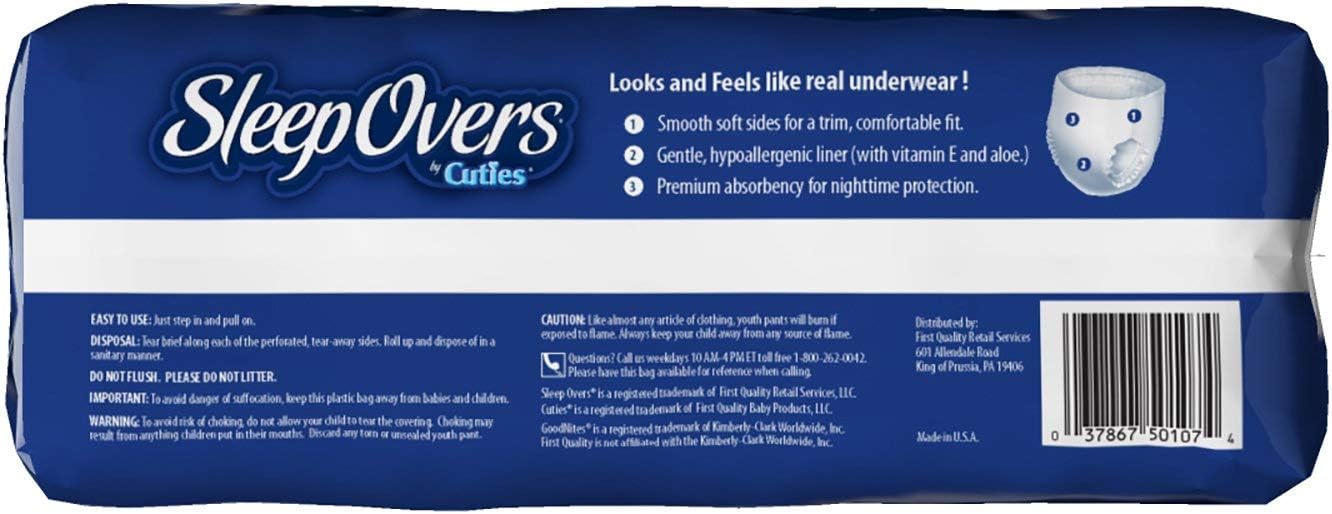 Sleep Overs by Cuties X-Large Youth Pants 85-140lbs / 39-64kg (22-Pair) XL by First Quality - Image 3