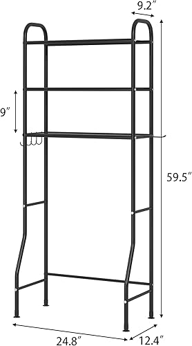 Miniatura 3 de JSB Estante de almacenamiento de baño de metal de 3 niveles sobre el inodoro, organizador multifuncional con estante para papel higiénico (negro, 3
