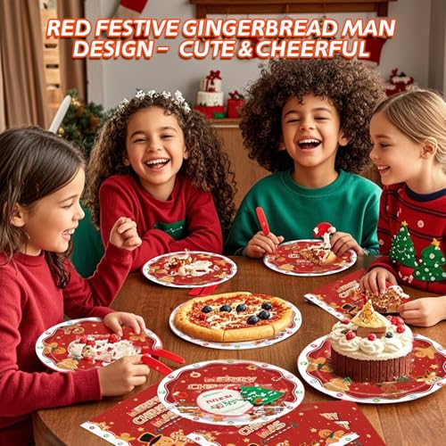 Christmas Party Supplies Set, Paper Plates And Napkins Sets for 25 Guests, Xmas Party Supplies With Plates, Cups, Napkins And Forks, Festive Disposable Christmas Heavy Duty For Holiday Dinners – Image 6