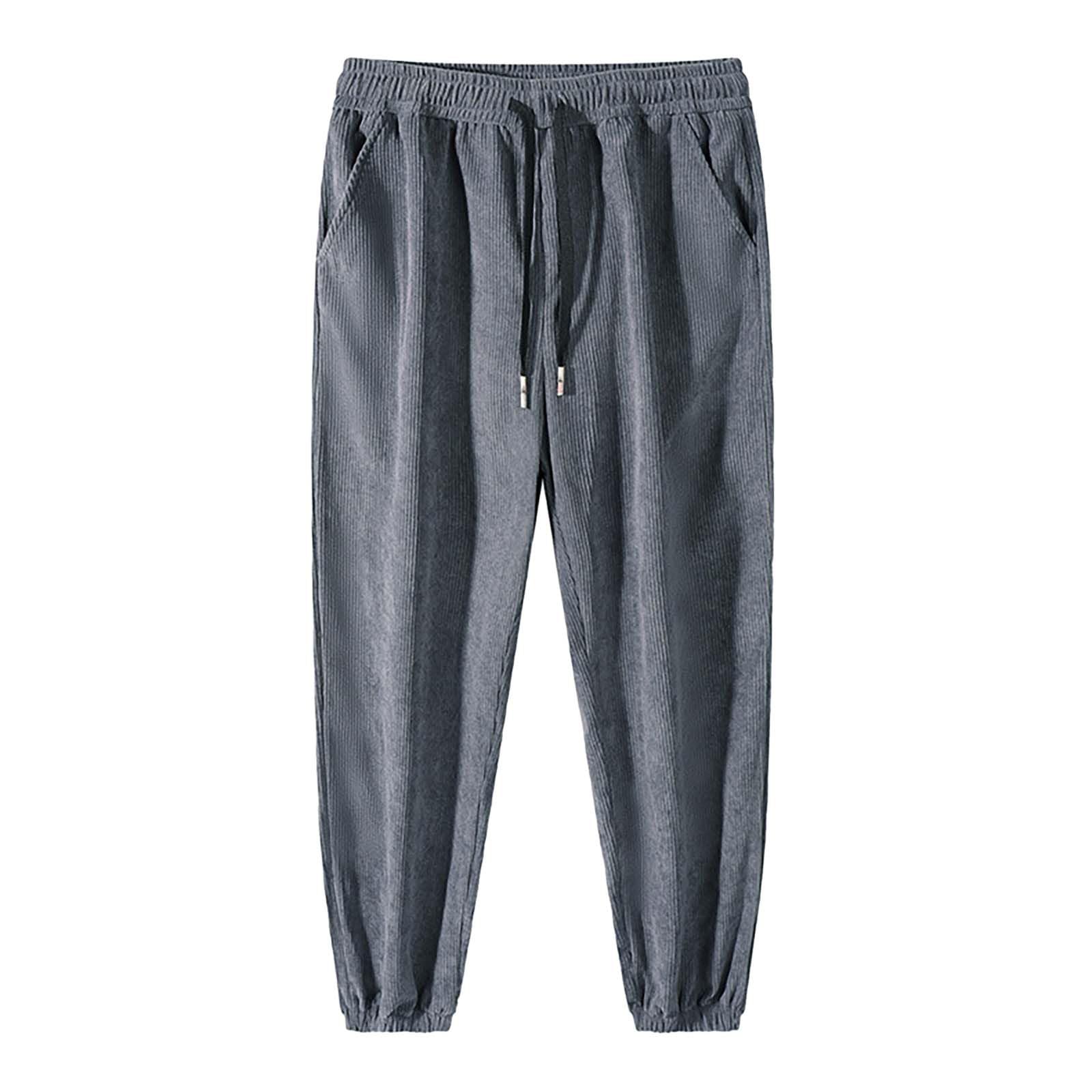 Generisch Pantaloni da uomo in velluto a coste, leggeri, S-3XL, pantaloni harem da uomo, vestibilità ampia, per il tempo libero, con elastico, con tasche, tinta unita, morbidi, comodi