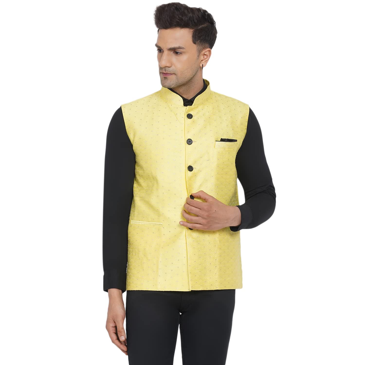 veera paridhaan Men's Jacquard Printed Nehru Jacket (VP007348)-picture-36