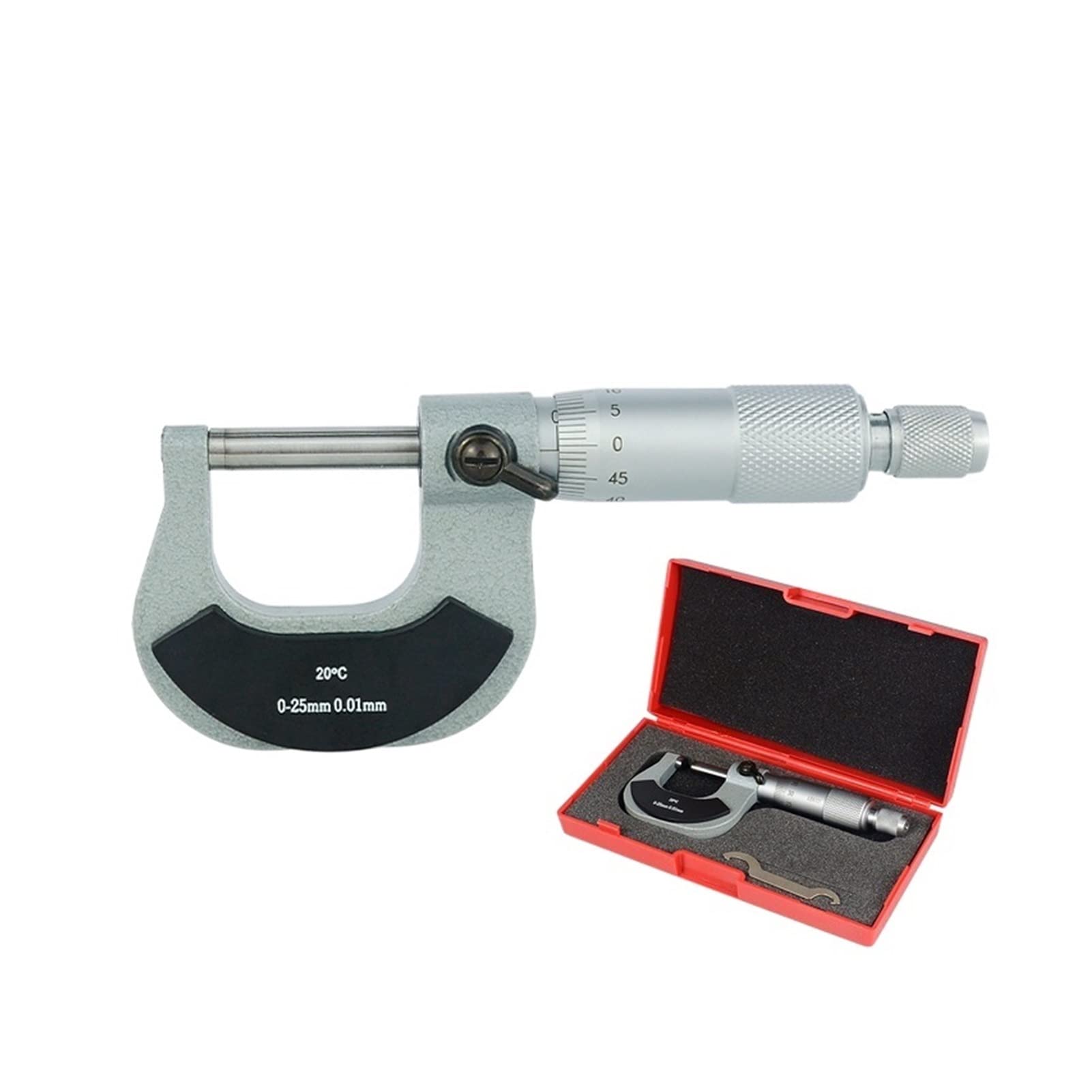 Mikrometr, Mikrometr zaciskowy 0-25mm 0-25 mm 0,01 Przechowywanie Metryczny Miernik Suwmiarka do pomiaru stali węglowej(0-25mm A Type)