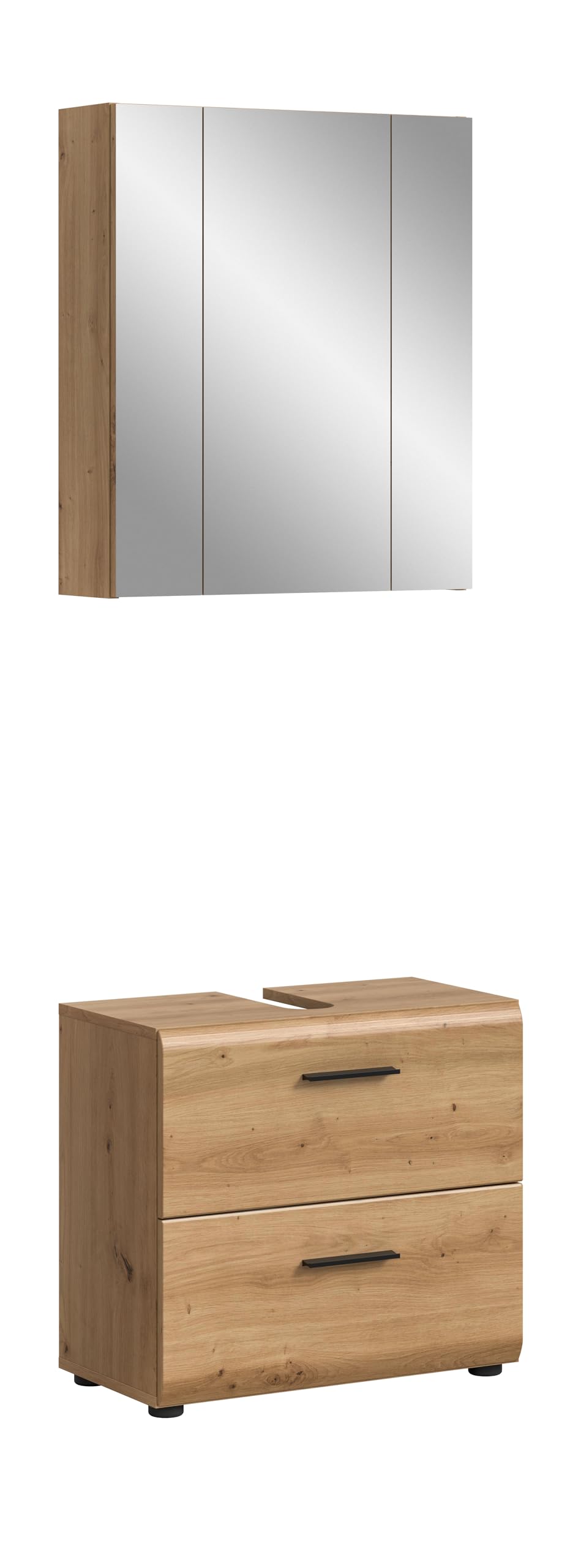 xonox.home Ice 2-tlg. Badmöbel-Kombination (60x185x30 cm) – Korpus und Front Artisan Oak Nachbildung