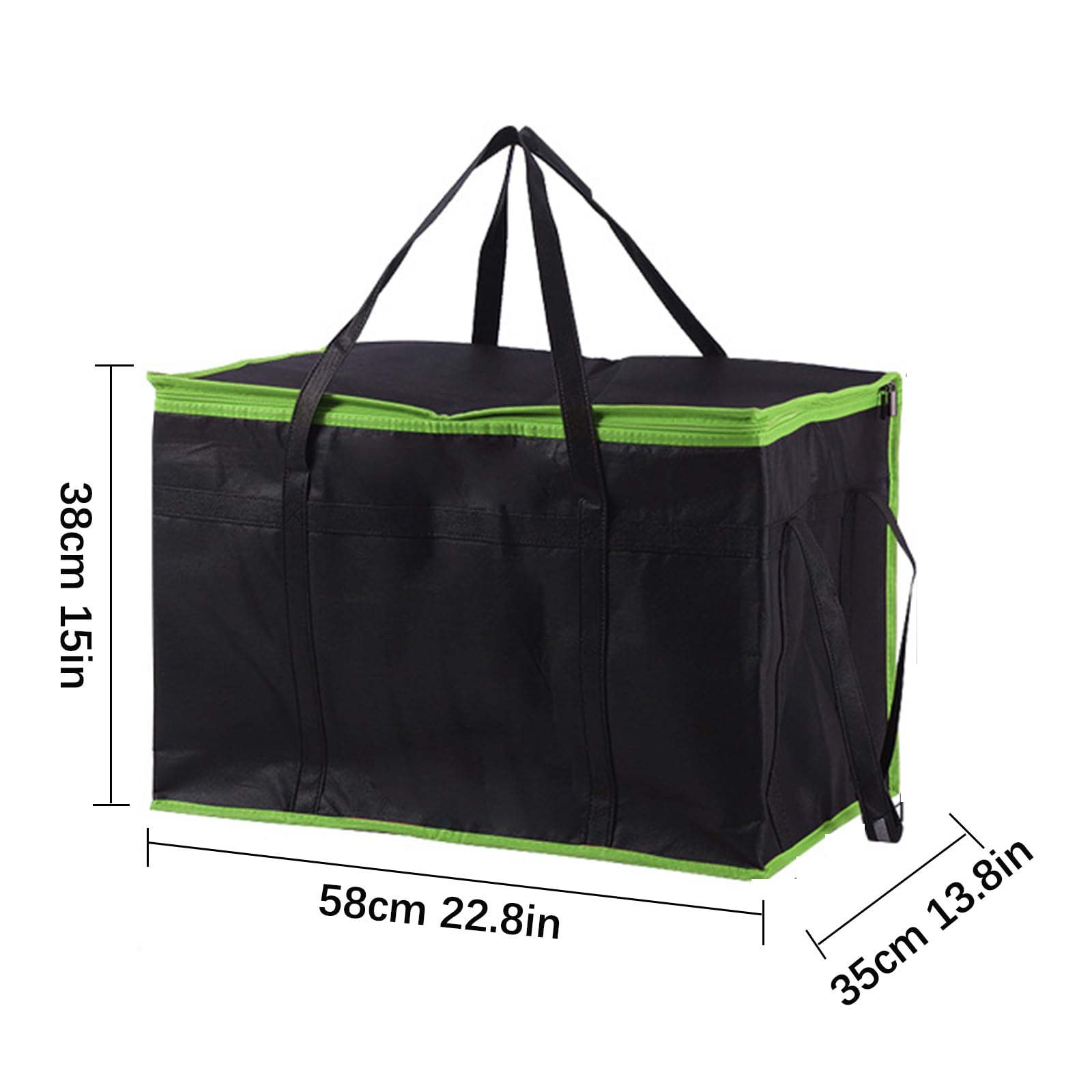 Borsa di consegna alimentare isolata per pasti caldi e freddi,XXX grande borsa isolata alimentare per la ristorazione,Borsa di raffreddamento,Borsa termica (1, Black_Green, XXX-Large)