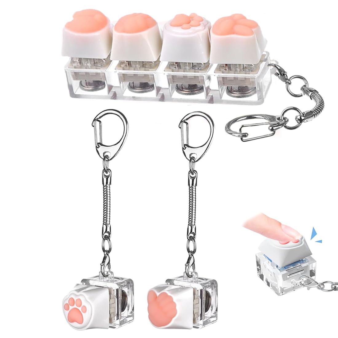LQUYTA 3 pezzi tastiera Fidget Toy, 4 colori Fidget Keyboard, Fidget Mini Toys, pulsante tastiera antistress giocattolo Clicker Fidget Toy, portachiavi per alleviare lo stress passare il tempo