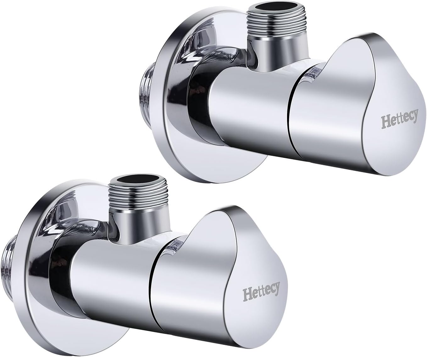 Angle Valve 2 Pack Shut Off Angle Stop Valve 1/2'' x 3/8'' 1/4 Turn Water Control for Faucet & Toilet American Thread Polished Chrome (silver)