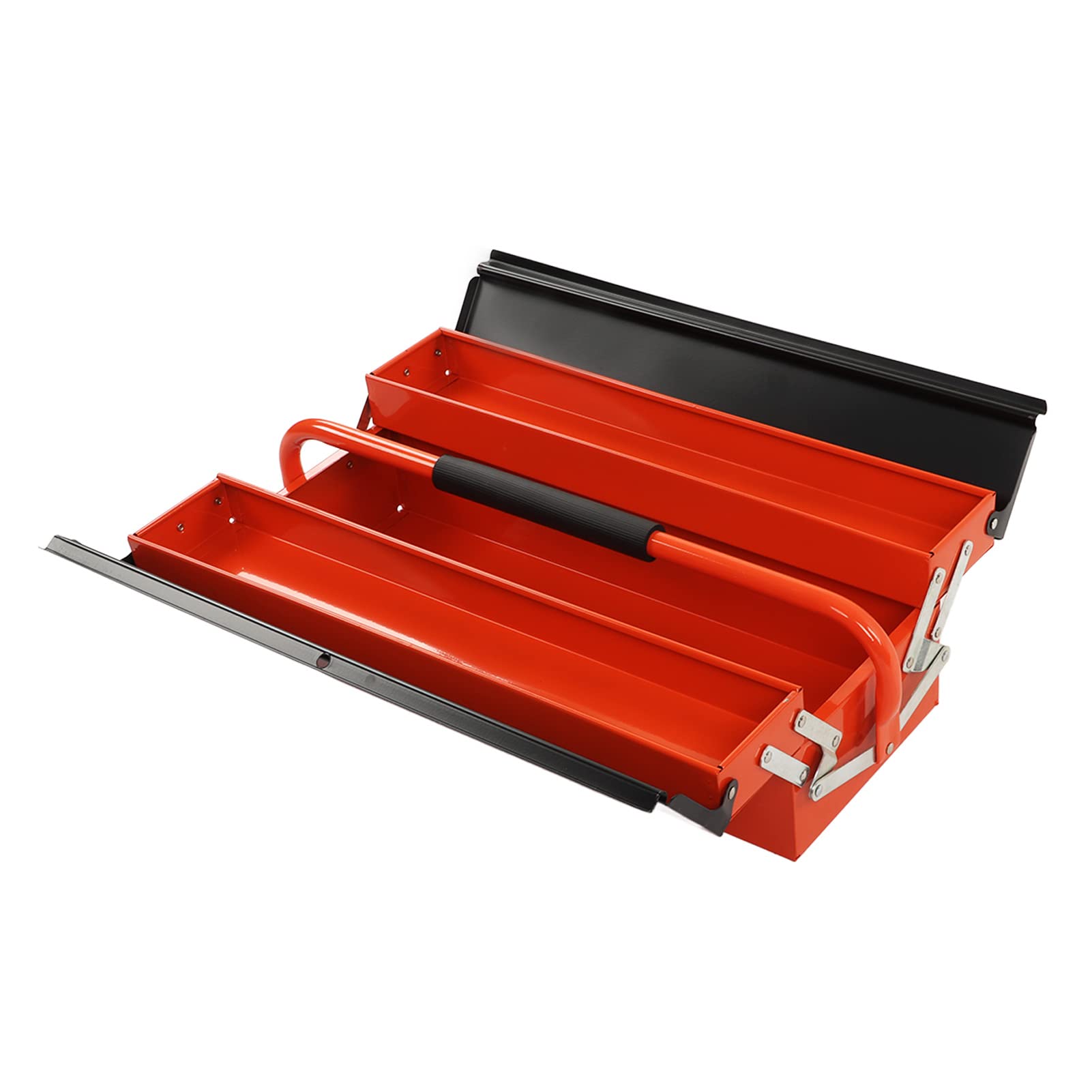 Aramox Wspornik Do Przechowywania Narzędzi Blacha Walcowana na Zimno Składany Organizer na Narzędzia 2-warstwowa 3 Taca 530 Mm Przenośna Metalowa Walizka Do Przechowywania Warsztatu Garażowego