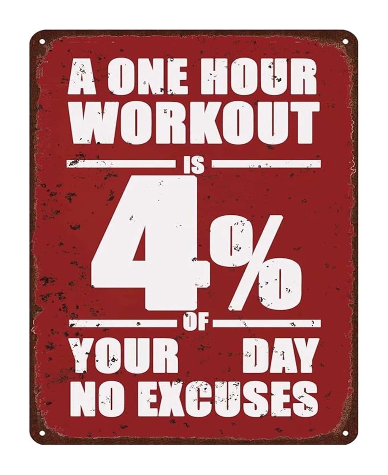 Rnumligh One Color Gym Motivation Metal Sign A One Hour Workout Is 4 Of Your Day No Excuses Vintage Decor For Home Or Garage 8 X 12 In