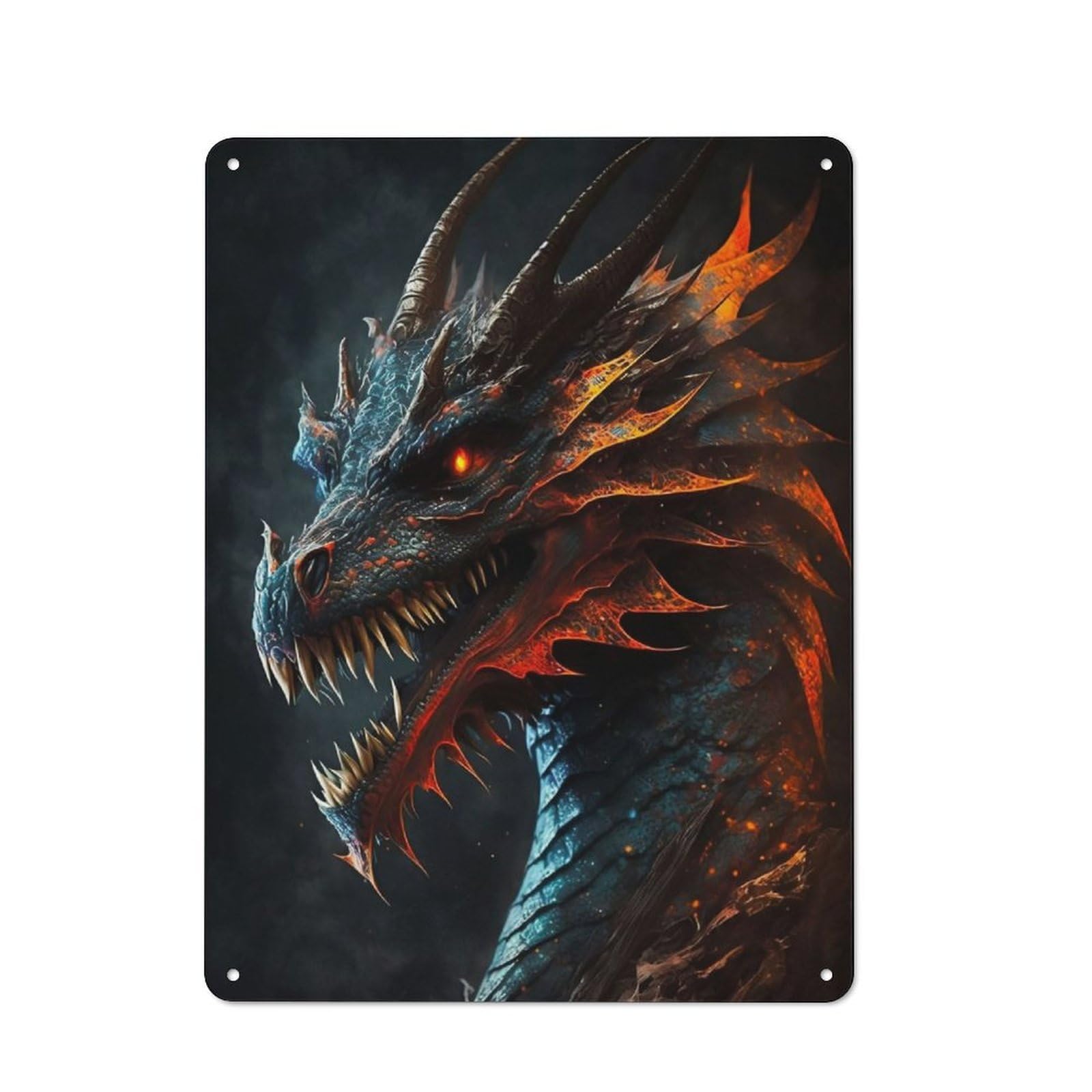Junmoney Evil Dragon Retro Metal Wall Sign 40X30cm With For Workshop Wall, For Vintage Wall Decor Fans, For Garage And Workshop Walls
