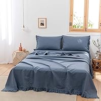 Vista 27 de BISELINA Sábana de Lino Francés Sábana Plana Solamente 55% Lino Europeo 45% Algodón Estilo Básico Color Sólido Suave Transpirable Estilo Granja Gris