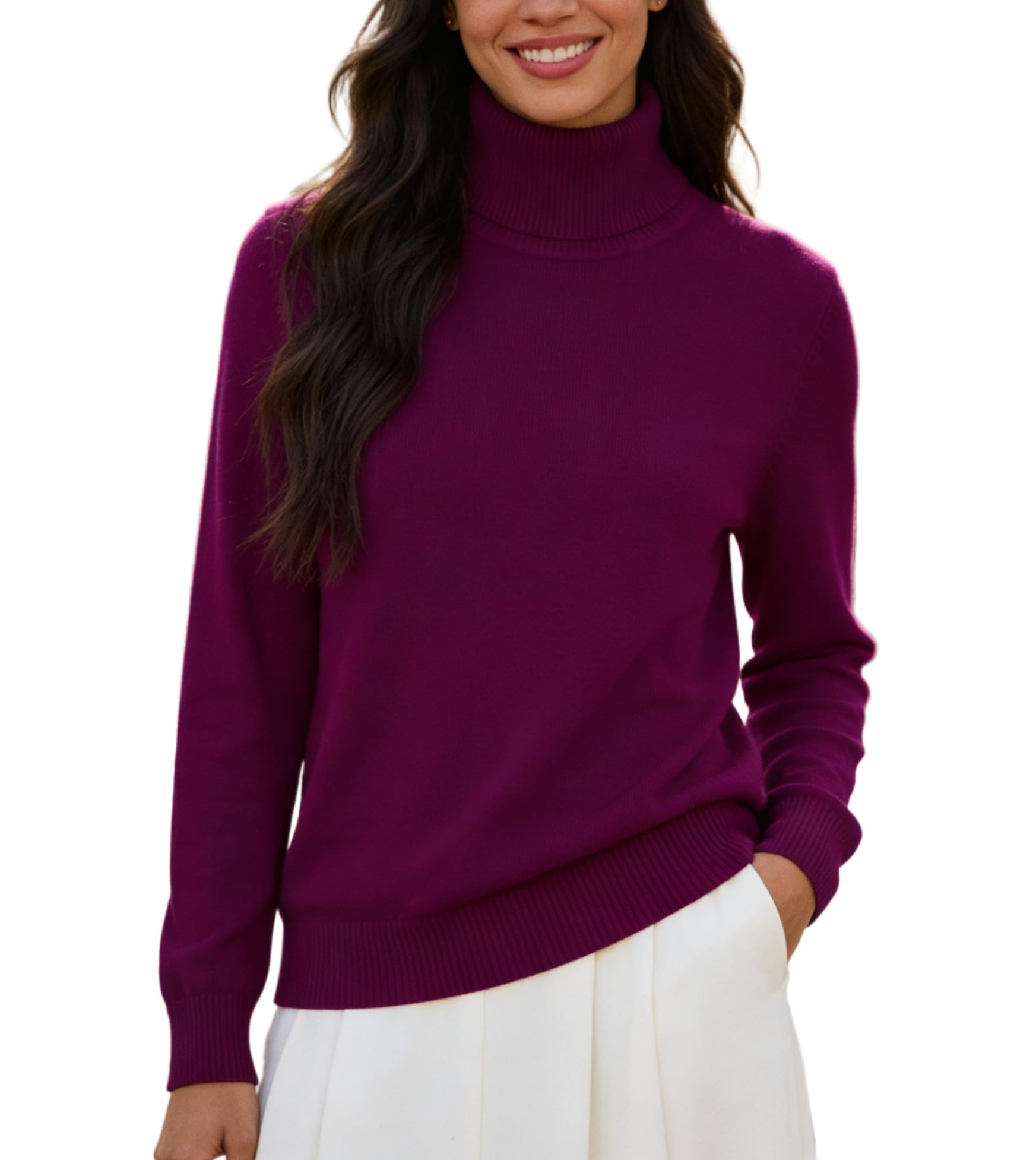 DAIMIDY Womens Turtleneck Sweater Long Sleeve Cotton Modal Pullover Tops Fall Winter Outfits