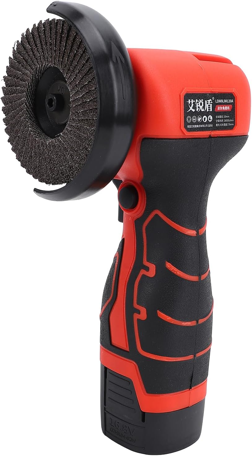 – Cordless Angle Grinder, 16.8V Brushless Angle Grinder with 6 Disc Cutter 3 Flap Disk Angle Grinder Tool, for Cutting Polishing and Sharpening 28000RPM (GB Plug)