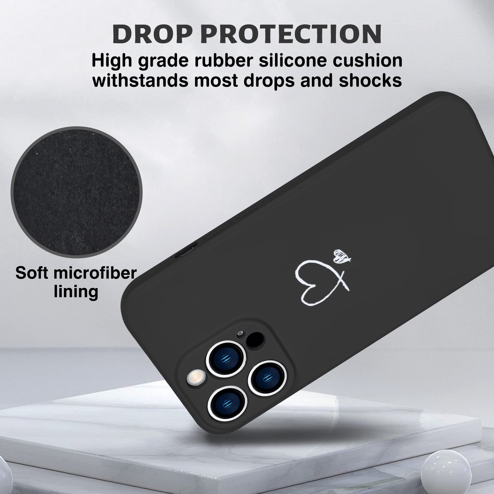 Custodia Newseego Per IPhone 13 Pro – Silicone Morbido Con Cuori – Bianco – Antiurto E Sottile – Supporta Ricarica Wireless