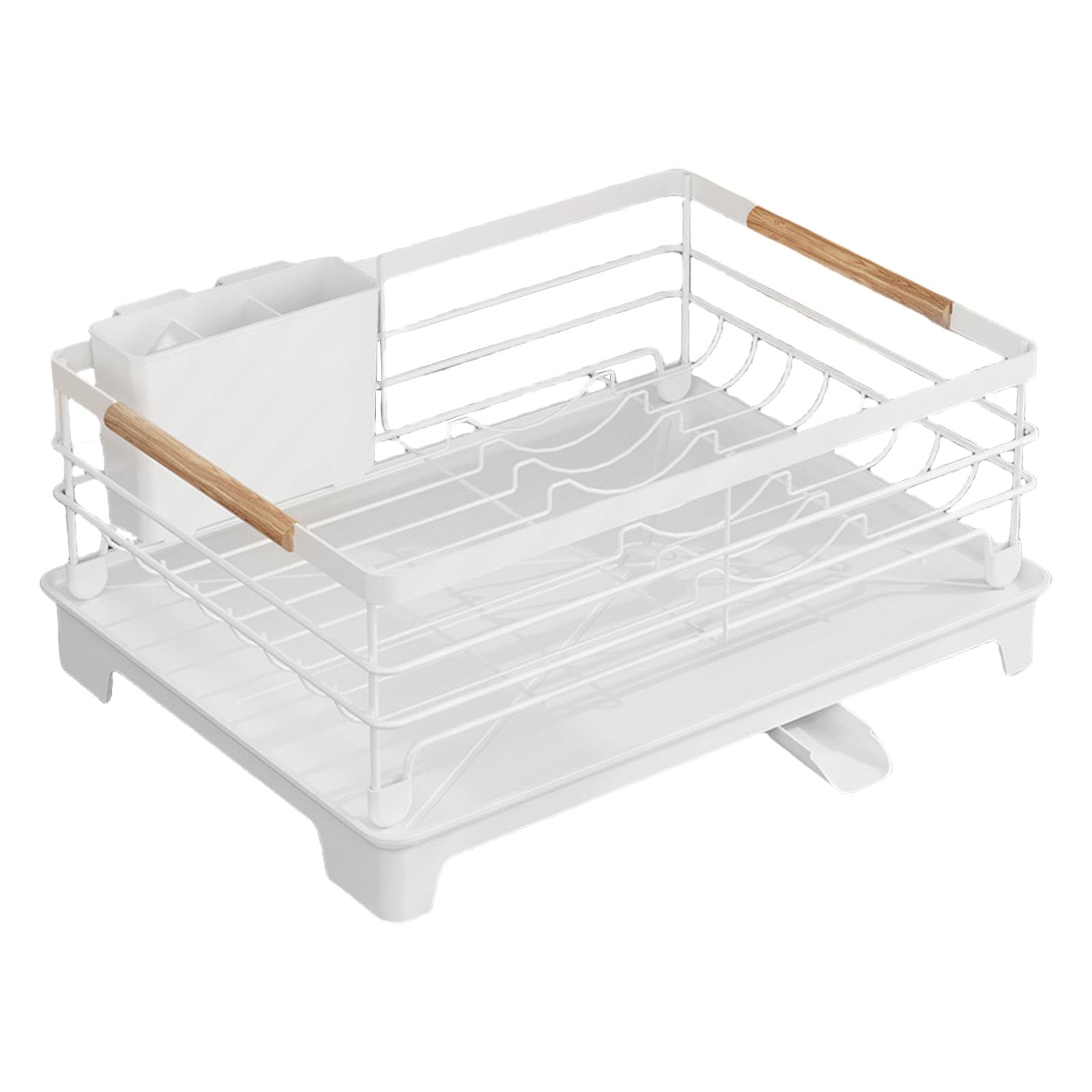 Nucelit Space Saving Kitchen Drying Rack with Automatic Drainage Tray Sturdy Construction and Removable Cup Utensils Organizers Countertop Rack Organizers Black
