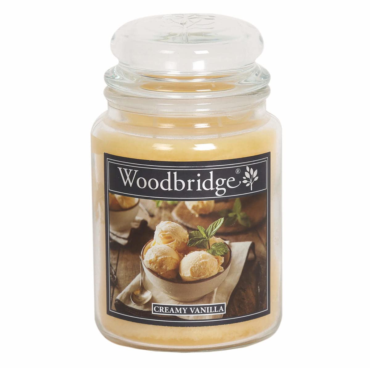 Woodbridge Scented Candle in Glass | Scented Candle Vanilla | Large Candle in Glass with Lid | Creamy Vanilla (565 g) | Scented Candle Christmas Candle in Glass with Long Burning Time