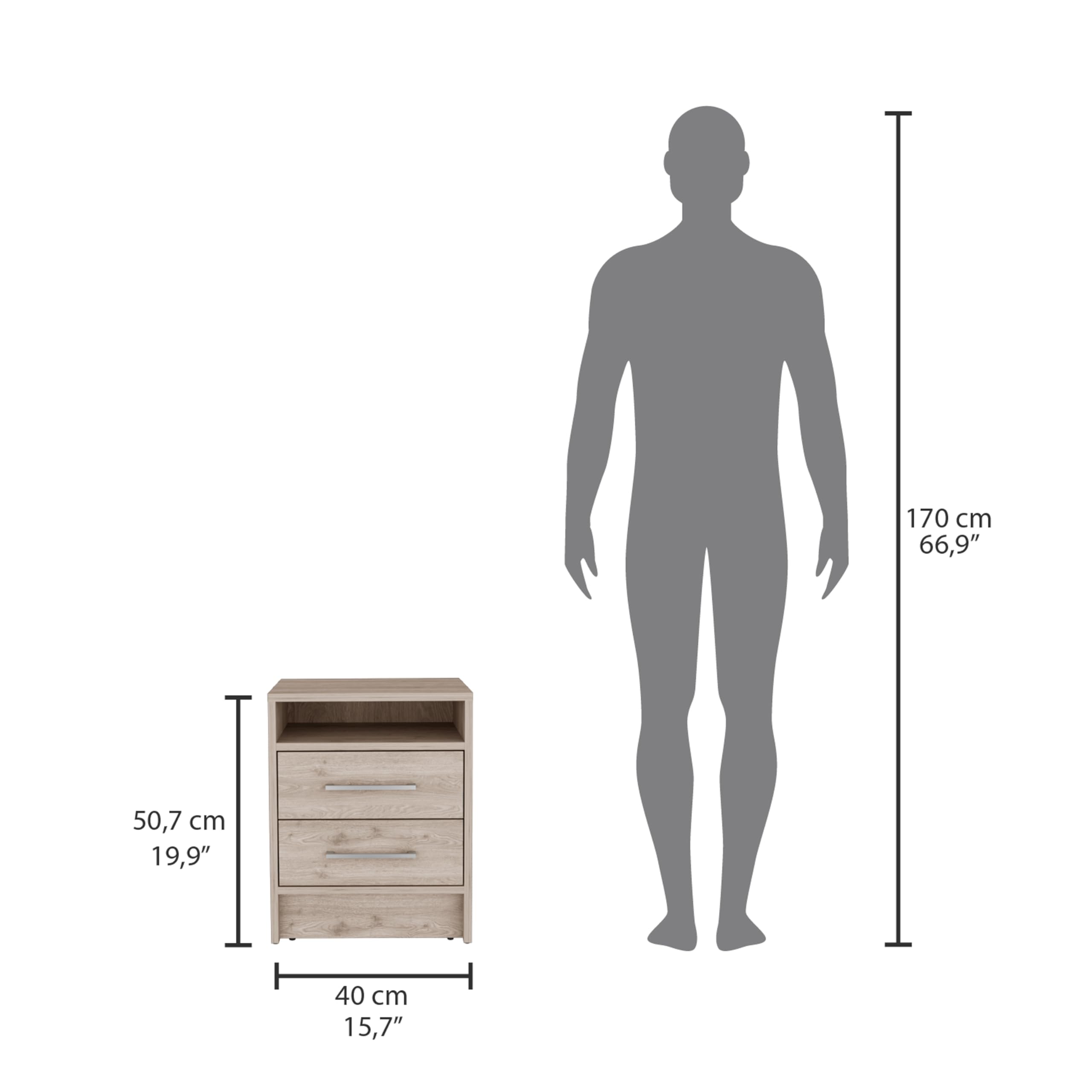 aphrophina Stylish Light Gray Nightstand for -Free Living, Modern Design with Two Drawers, Bedroom or Living Room