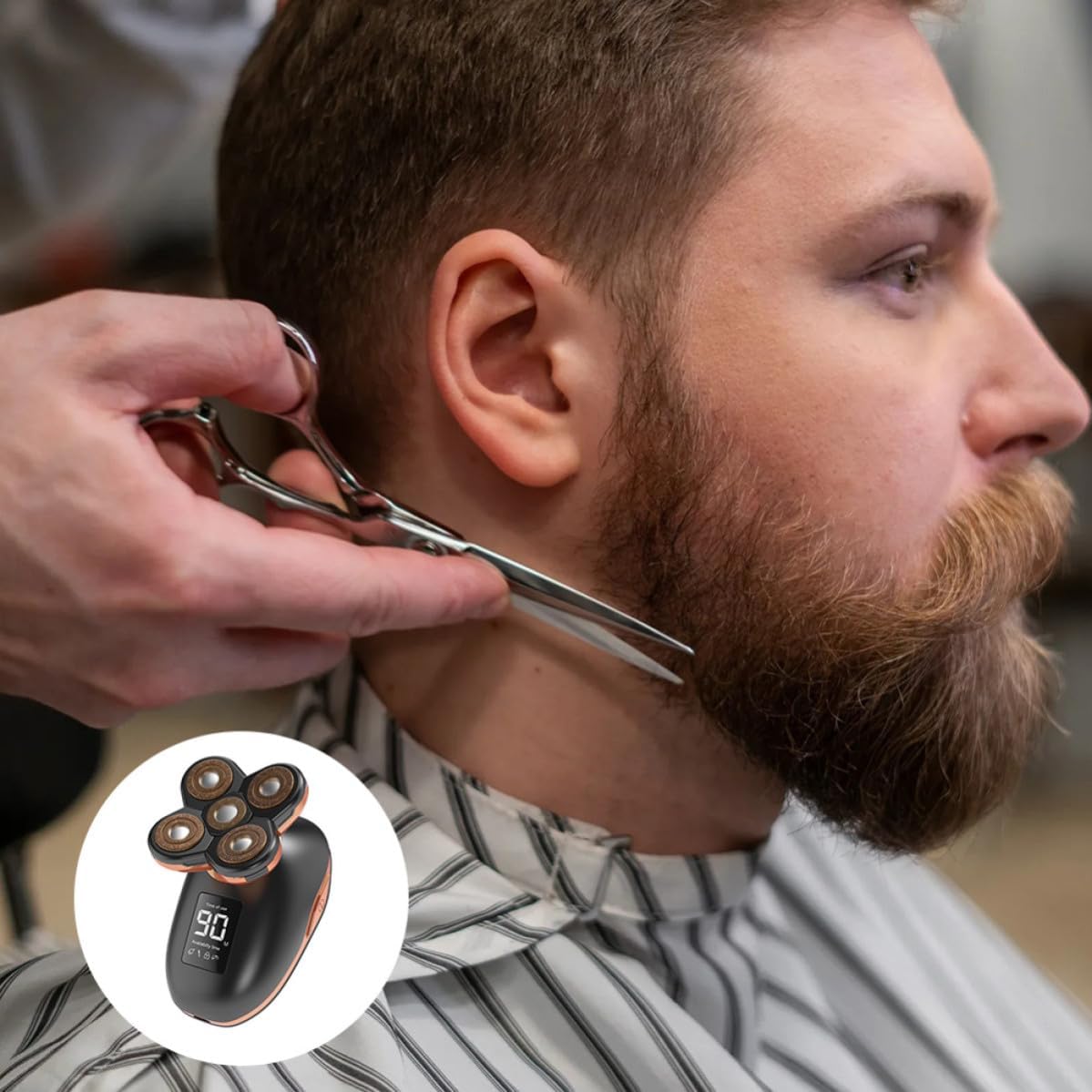 Yardwe Five-Head Electric Shaver for Men with LCD Display, USB Rechargeable, Abs Material, Smooth Shaving, Convenient to Place, Multifunctional Grooming Tool for Bald Men and Professional