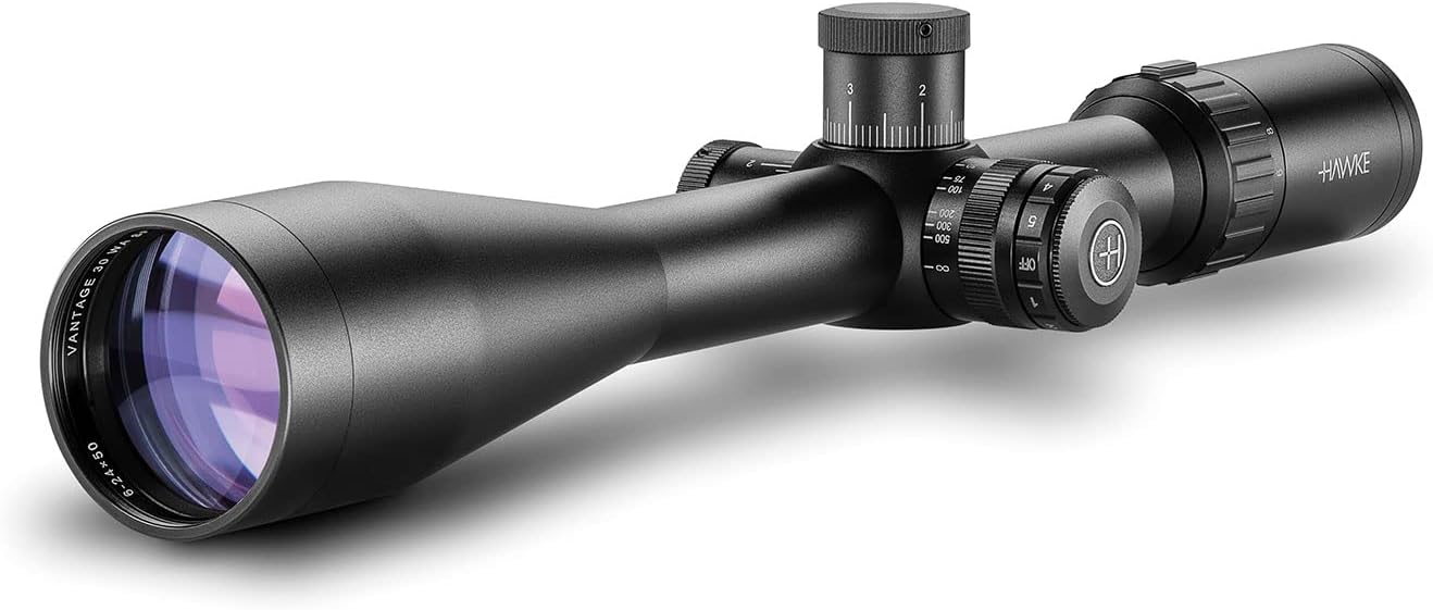 Hawke 6-24x50 WA Vantage Riflescope IR SF 10x1/2 Mil Dot, 1/10 MRAD, 30mm Tube