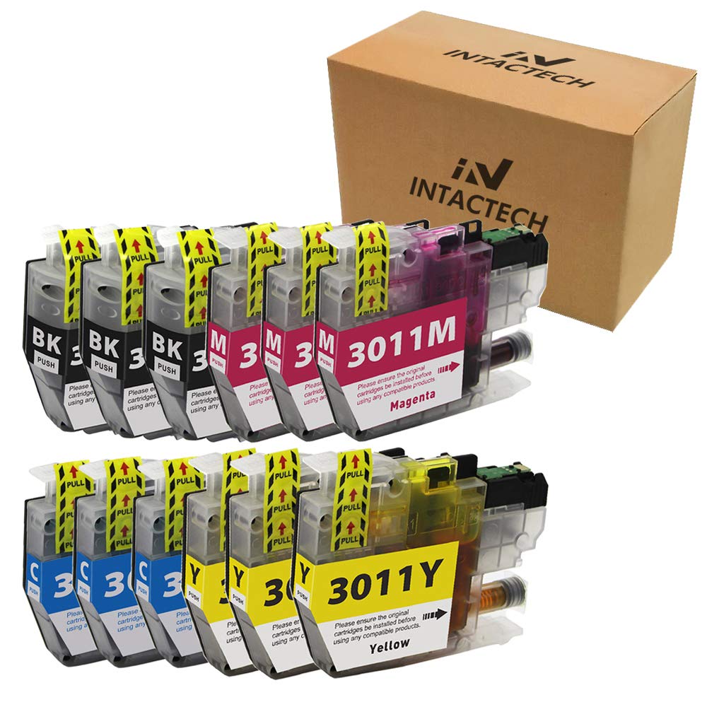 Intactech Compatible Ink Cartridges for Brother LC-3011 LC3011 BKCMY Work for Printer MFC-J491DW, MFC-J497DW, MFC-J690DW, MFC-J895DW 3 Sets-12 Pack (3 Black,3 Cyan,3 Magenta,3 Yellow)