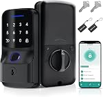 Verrouillage intelligent de la porte, BUXFMHT Serrure de porte à empreinte digitale, Verrouillage à écran tactile électronique avec verrouillage automatique, 5 Méthodes d'ouverture Verrouillage de porte électronique APP Contrôle de la porte d'entrée, Maison, Bureau, Appartement, Hote