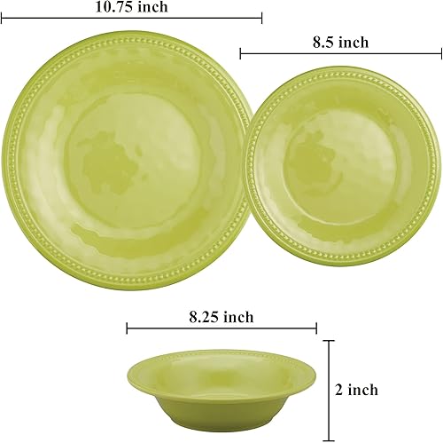 Miniatura 3 de UP ware - Juego de vajilla de melamina con cuentas de 12 piezas, juego de platos para exteriores, juegos de platos y cuencos, servicio para 4, color