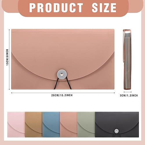 Miniatura 2 de Geyoga Paquete de 6 carpetas de archivos expansibles con 7 bolsillos, organizador de carpetas de archivos, mini organizador de recibos, carpeta