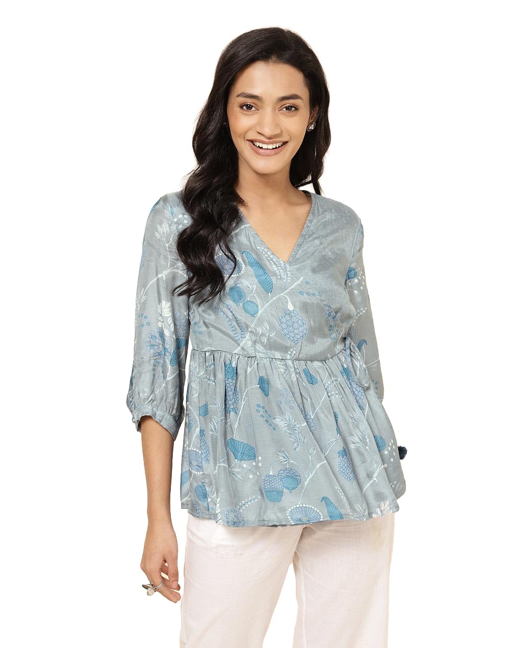 Grey Rayon Blend Printed Tunic-image-47