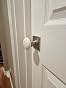 NCL White Porcelain Door Knobs - Square Satin Nickel Lever, Privacy Bedroom/Bathroom Lock, Fits Standard Doors (1-3/8 To 2-1/6 Inch) - View #9