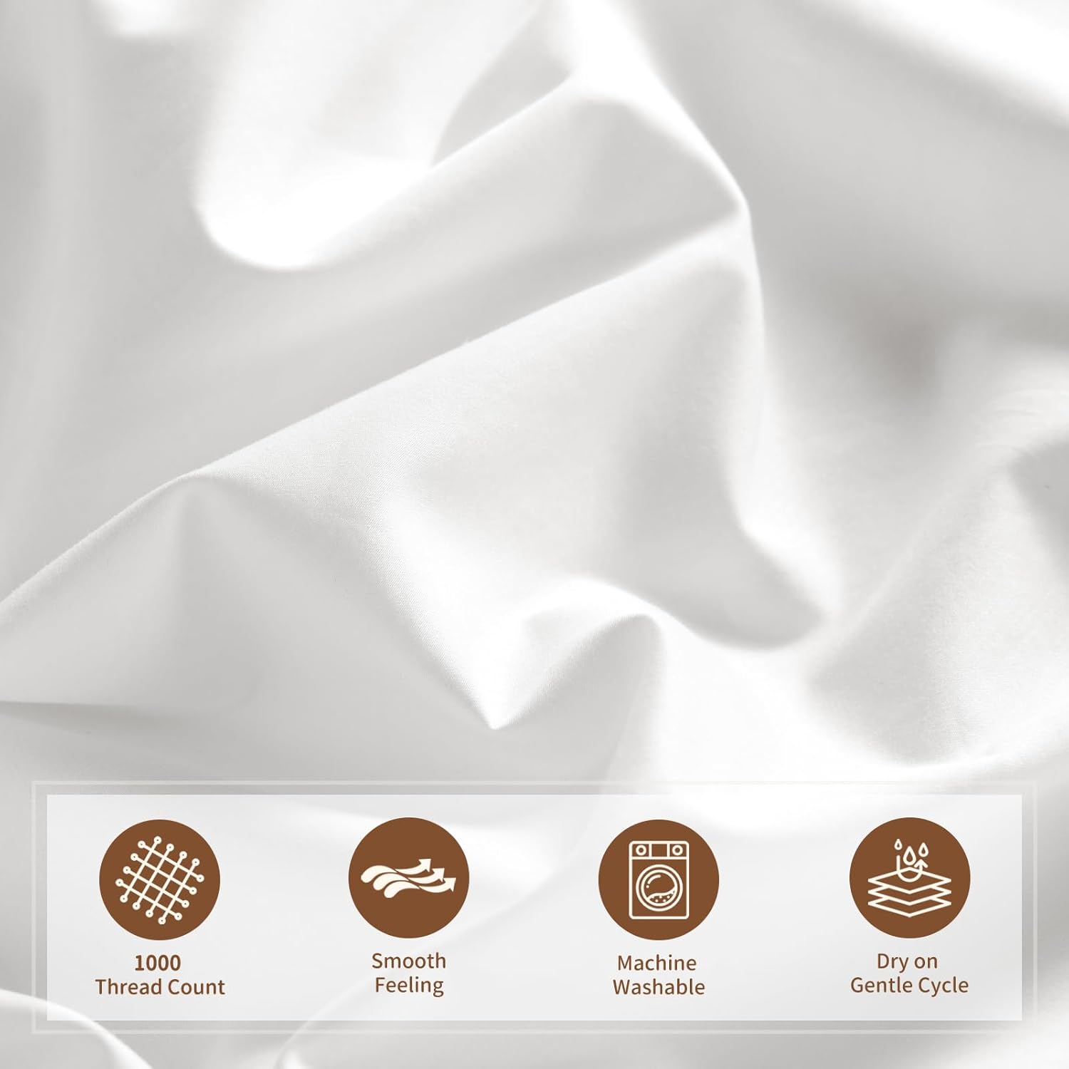 100% Cotton Sheets 1000 Thread Count Sheets Set King Size,Bed Sheet 4 Piece Sets,16 inches Deep Pocket (White, King) - Image 3