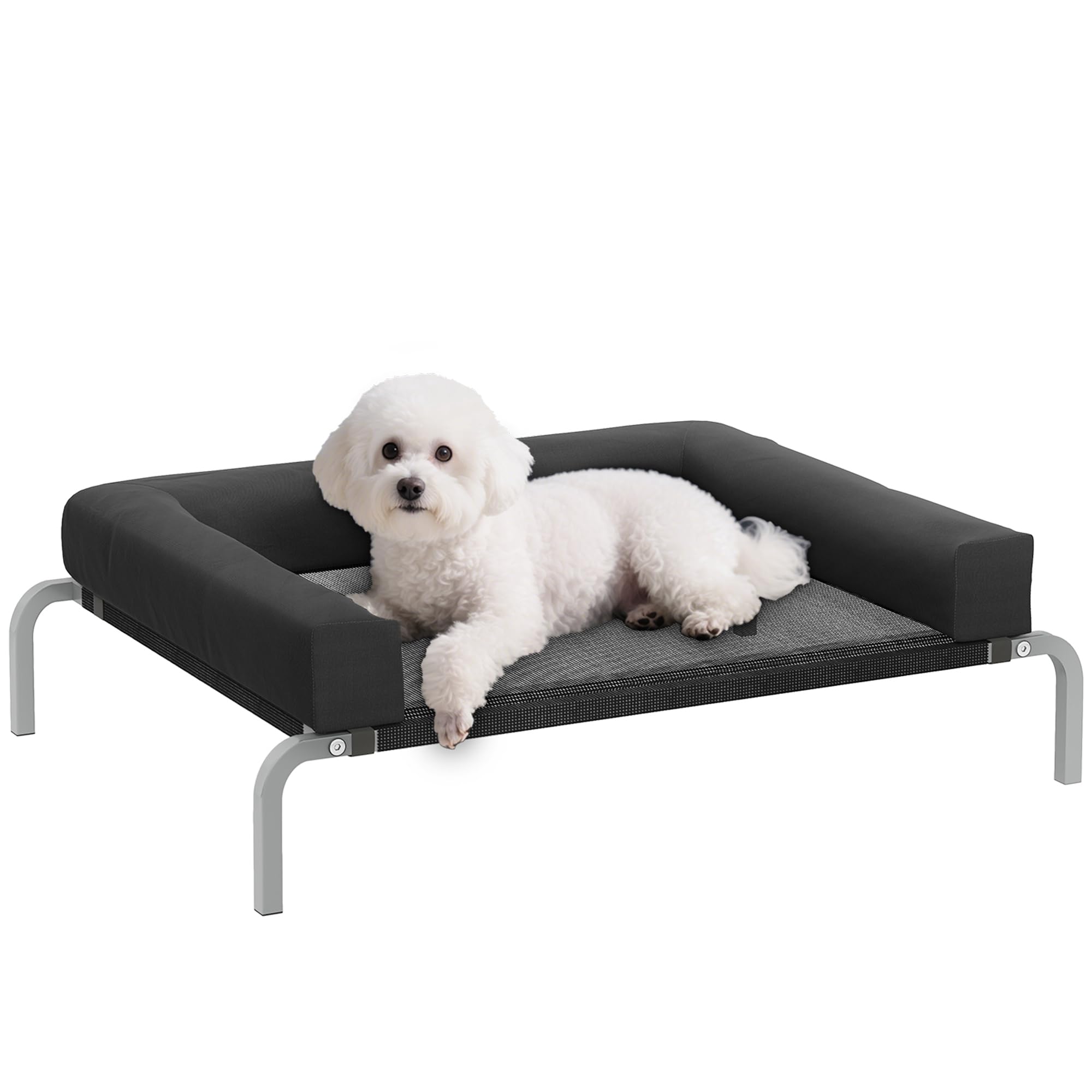 PawHut Cama elevada refrescante para perros, cama portátil para perros para interiores y exteriores con almohada en forma de U, malla transpirable resistente a las mordeduras, 90 x 65 x 30 cm, color