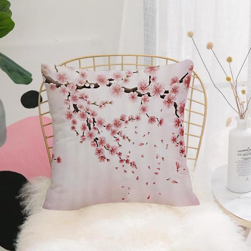 HYMSXW Cushion Cover,Throw Pillow Case Home Decorative for Living Room Bedroom Sofa Chair 20X20 Inch,flower, japanese style, sakura, branches, print,Pillowcase 50X50cm
