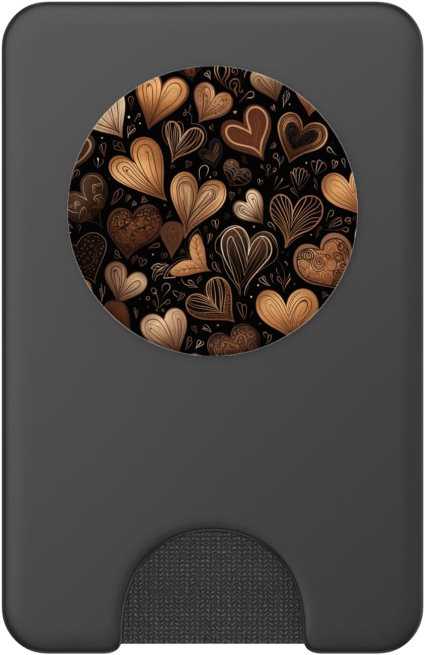 Love Coffee Latte Brown Heart Pattern PopSockets PopWallet for MagSafe